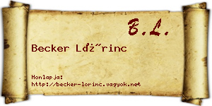 Becker Lőrinc névjegykártya